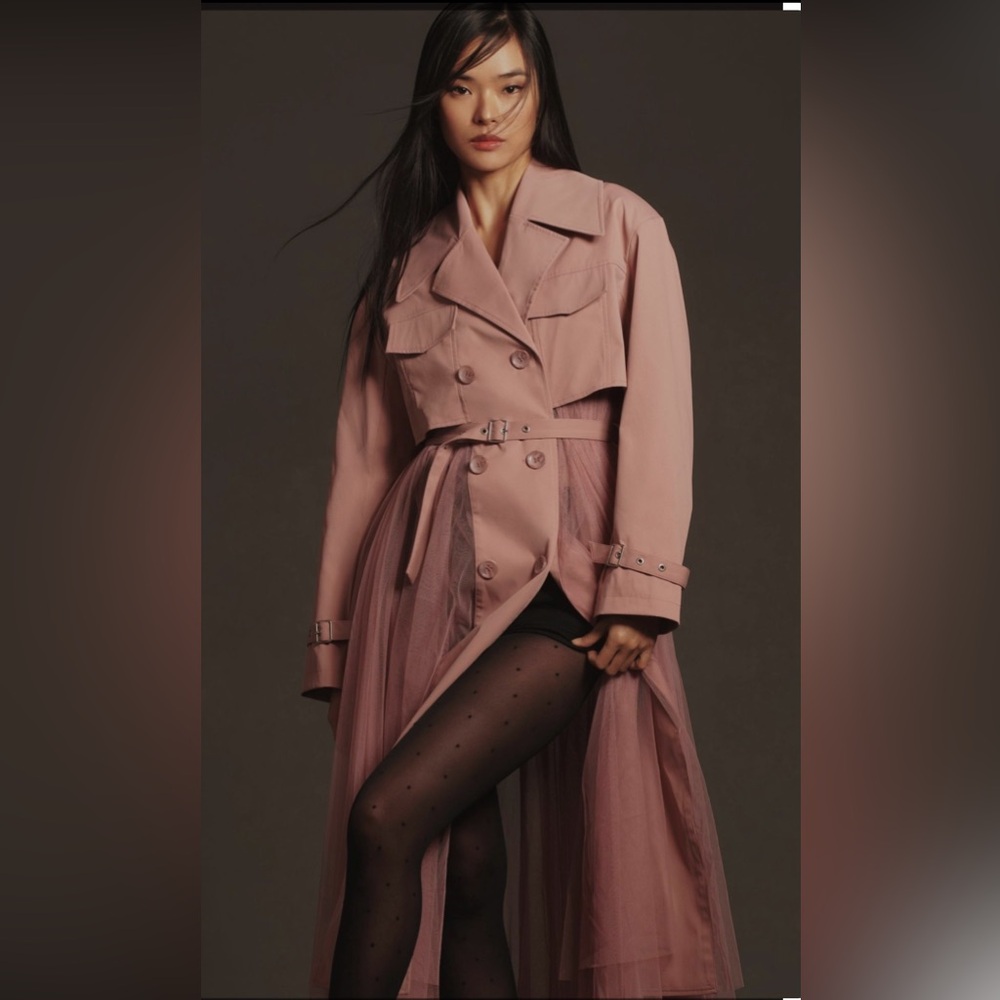 Anthropologie Tulle Trench coat NWT size Medium